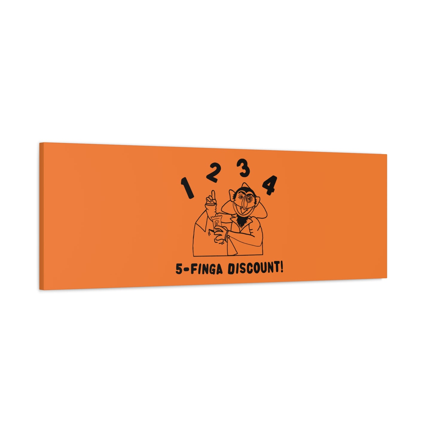 Five Finger Discount Outline Canvas Print Light Orange - Sesame Street The Count Parody Art Print