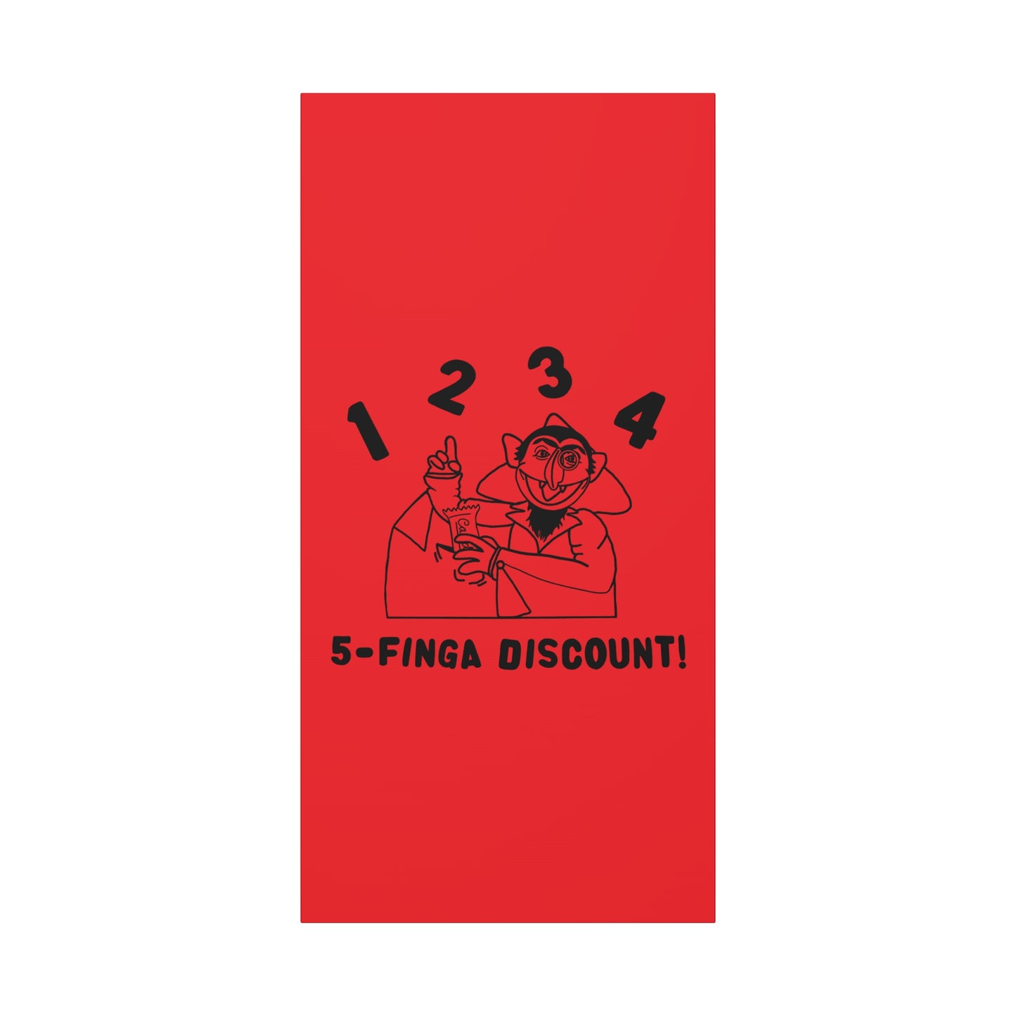 Five Finger Discount Outline Canvas Print Red - Sesame Street The Count Parody Art Print