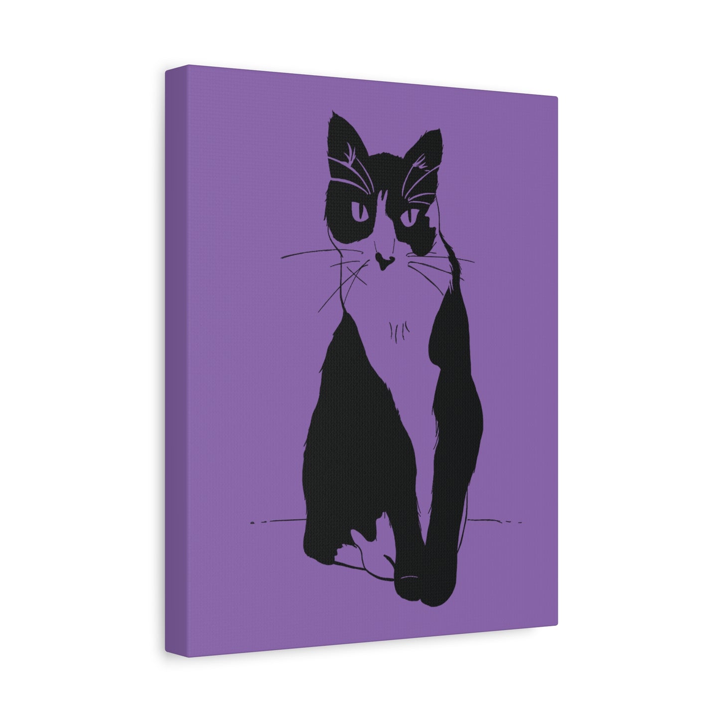 Cat Canvas Print on Purple (Transparent Style Cat) - Cat Drawing Art