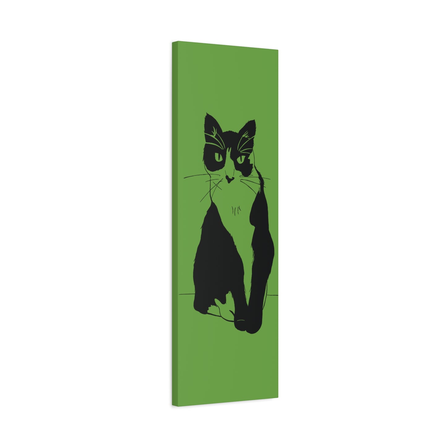 Cat Canvas Print on Green (Transparent Style Cat) - Cat Drawing Art