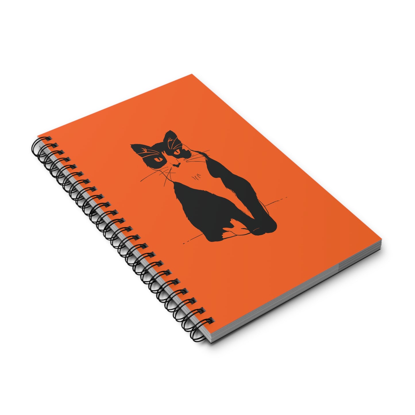 Cat Notebook in Orange (Transparent Style Cat) - Cat Journal Cat Drawing Spiral Notebook