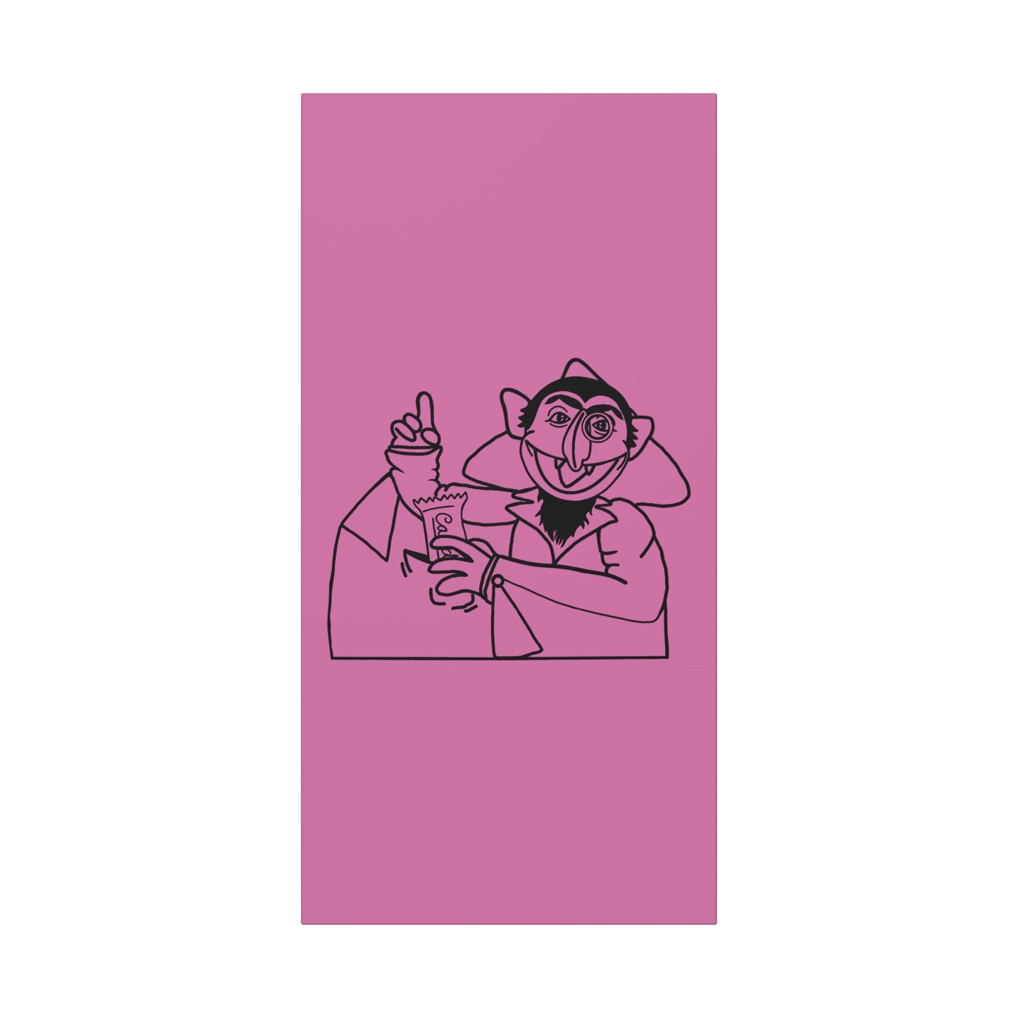 The Count Stealing Candy Outline Canvas Print Light Pink - Sesame Street The Count Parody Art