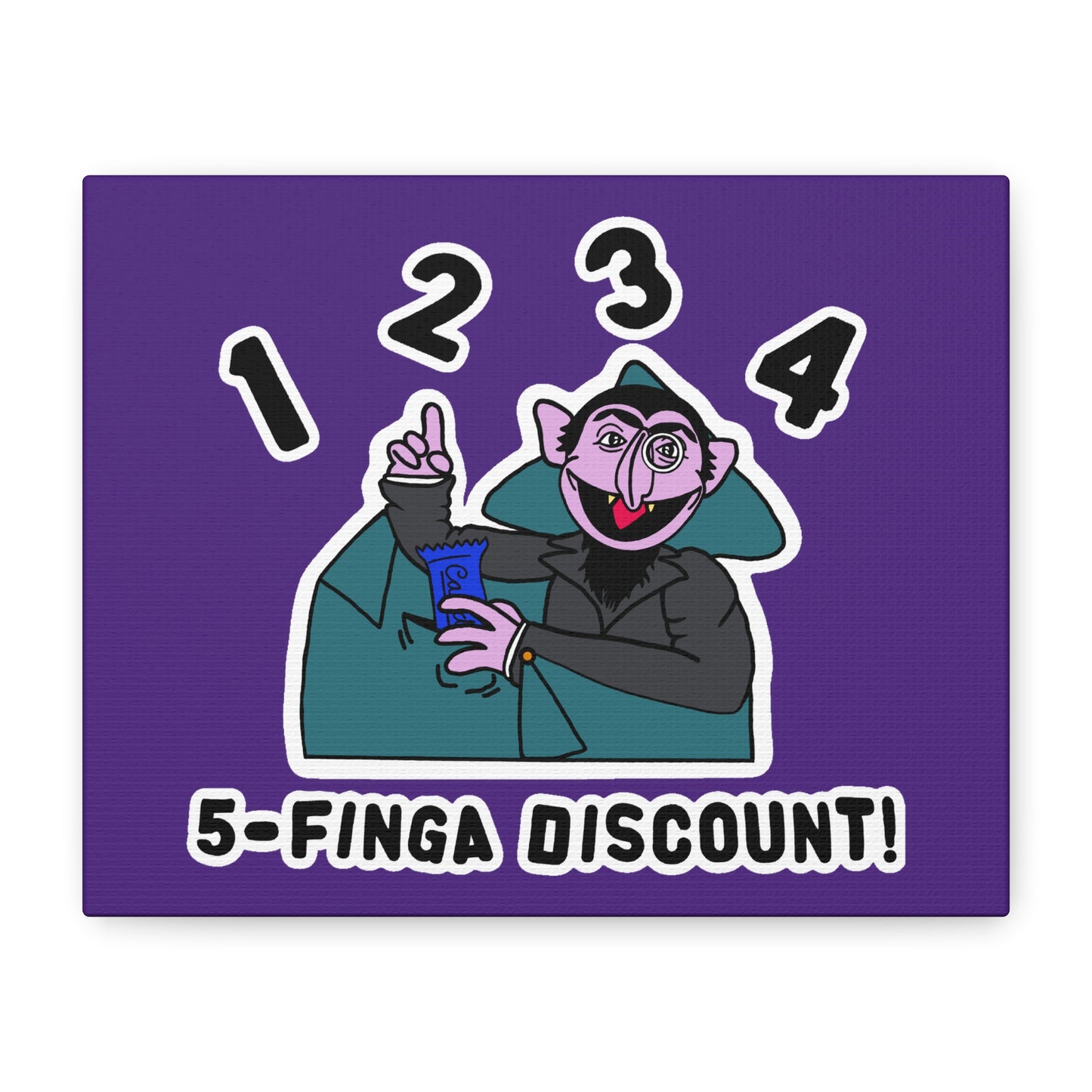 Five Finger Discount Canvas Print Light Purple - Sesame Street The Count Parody Art Print