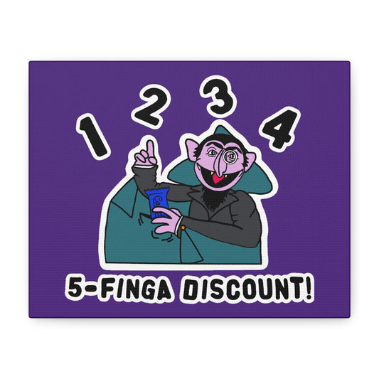 Five Finger Discount Canvas Print Light Purple - Sesame Street The Count Parody Art Print