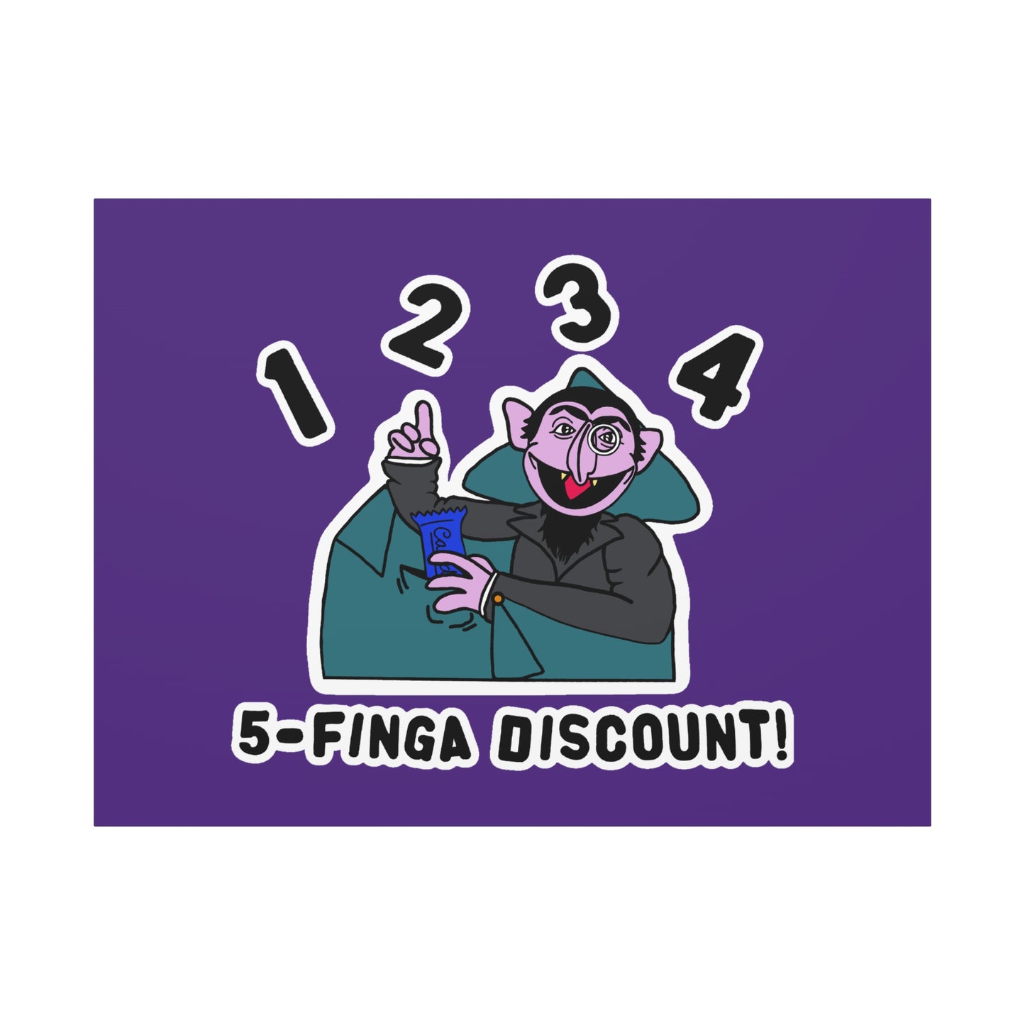 Five Finger Discount Canvas Print Light Purple - Sesame Street The Count Parody Art Print