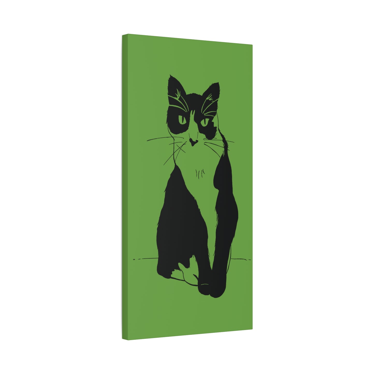 Cat Canvas Print on Green (Transparent Style Cat) - Cat Drawing Art