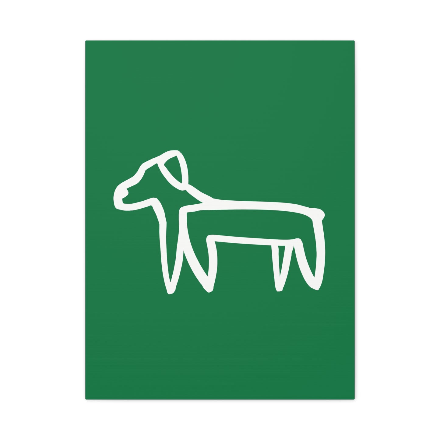 Dog Canvas Print on Green (Transparent Style White Dog) - Dog Art Print