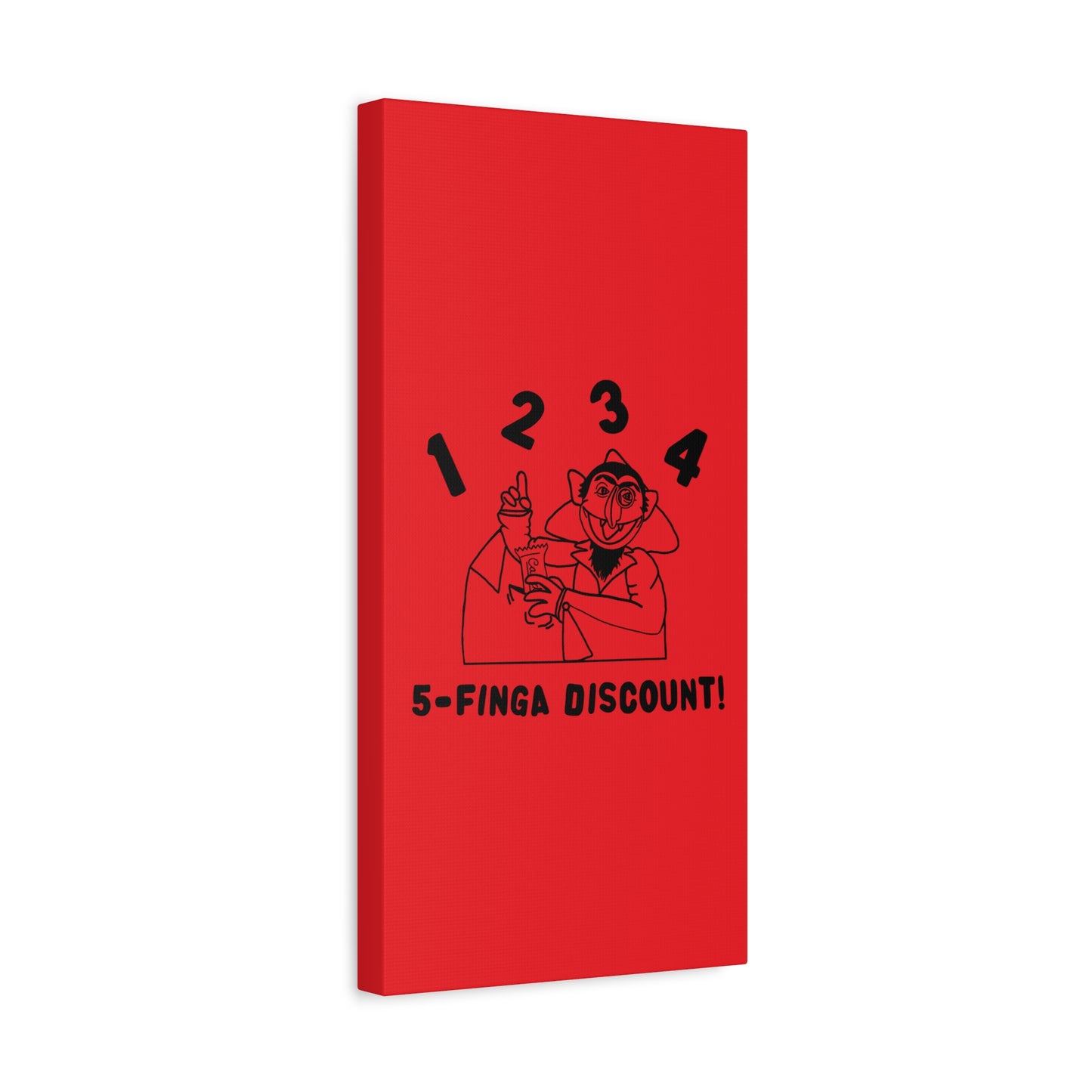 Five Finger Discount Outline Canvas Print Red - Sesame Street The Count Parody Art Print