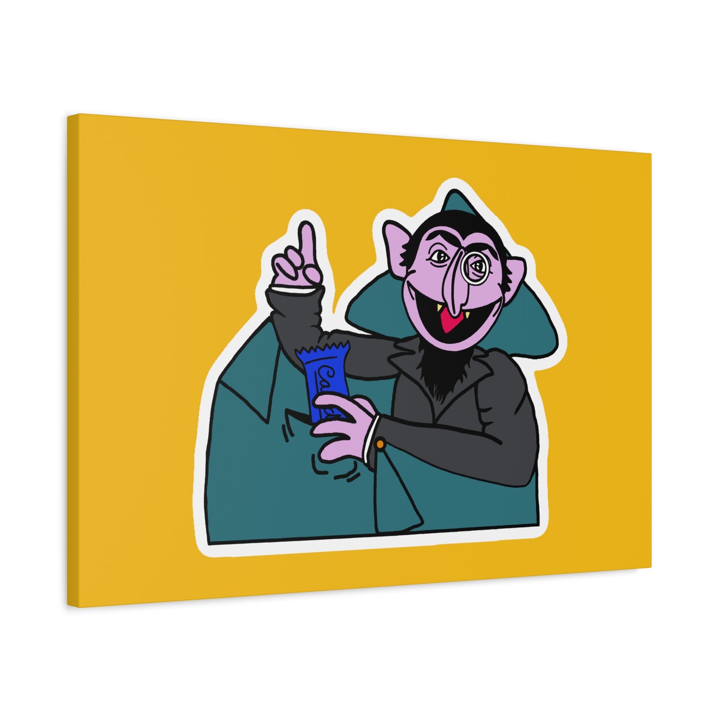 The Count Stealing Candy Canvas Print Yellow - Sesame Street The Count Parody Art