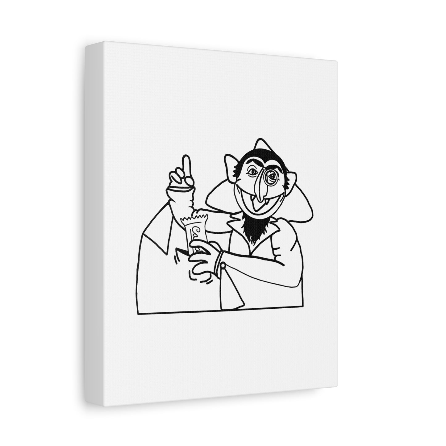 The Count Stealing Candy Outline Canvas Print White - Sesame Street The Count Parody Art