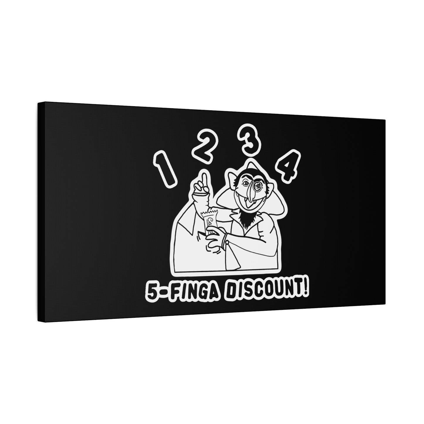 Five Finger Discount Outline Canvas Print Black - Sesame Street The Count Parody Art Print