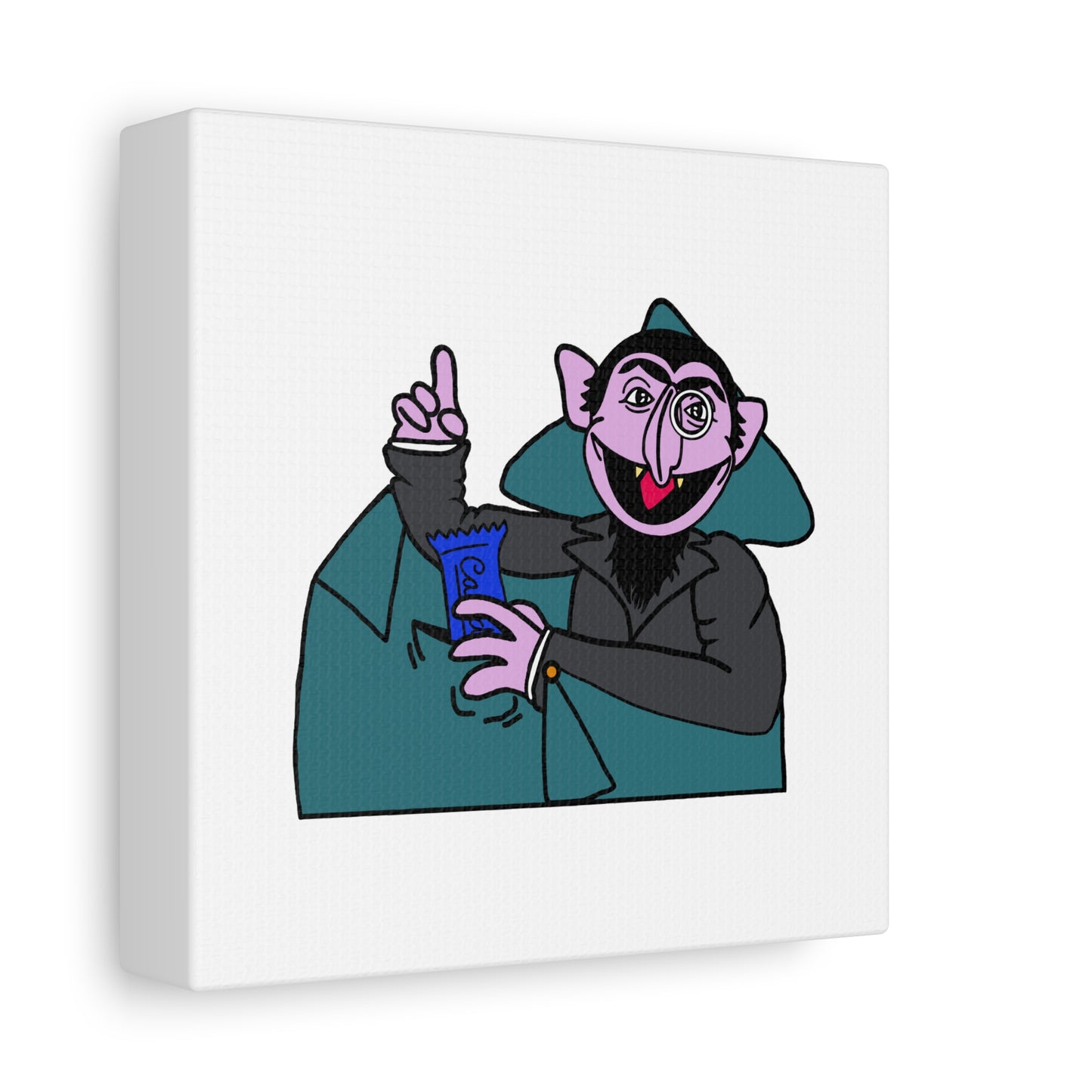 The Count Stealing Candy Canvas Print White - Sesame Street The Count Parody Art