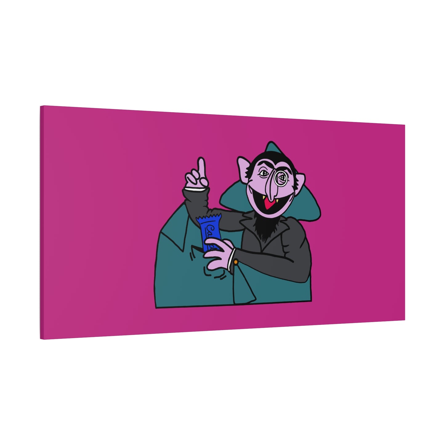 The Count Stealing Candy Canvas Print Pink - Sesame Street The Count Parody Art