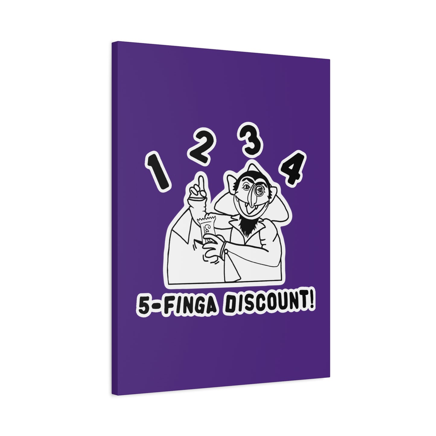Five Finger Discount Outline Canvas Print Purple - Sesame Street The Count Parody Art Print