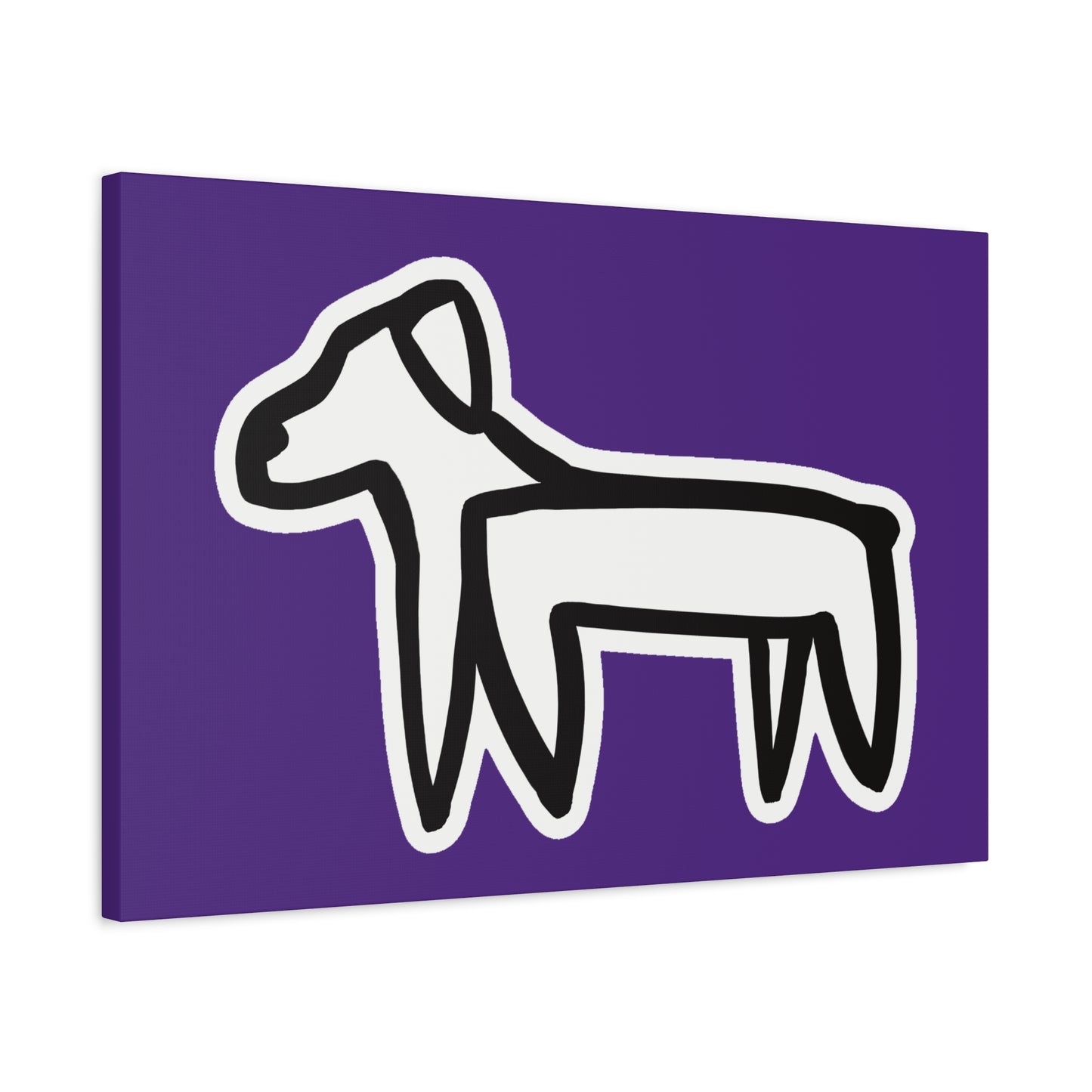 Dog Canvas Print on Purple (Sticker Style White Dog) - Dog Art Print