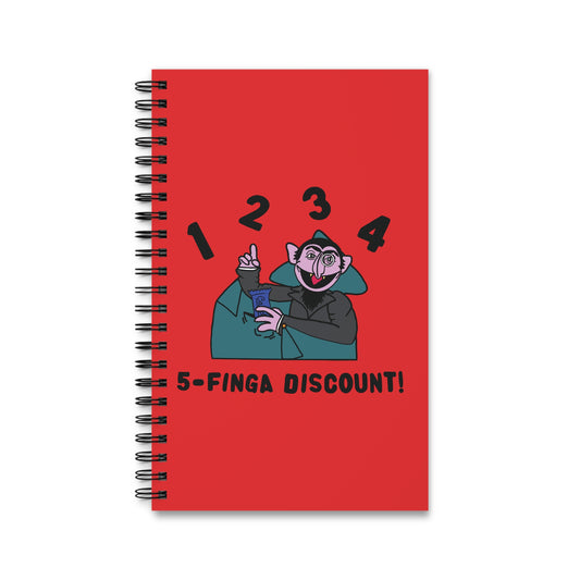Five Finger Discount Notebook Red - Sesame Street The Count Parody Spiral Notebook