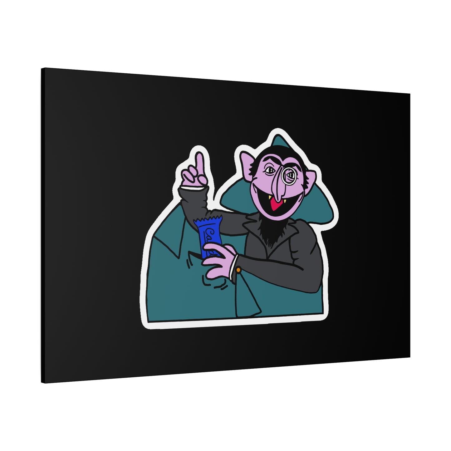 The Count Stealing Candy Canvas Print Black - Sesame Street The Count Parody Art