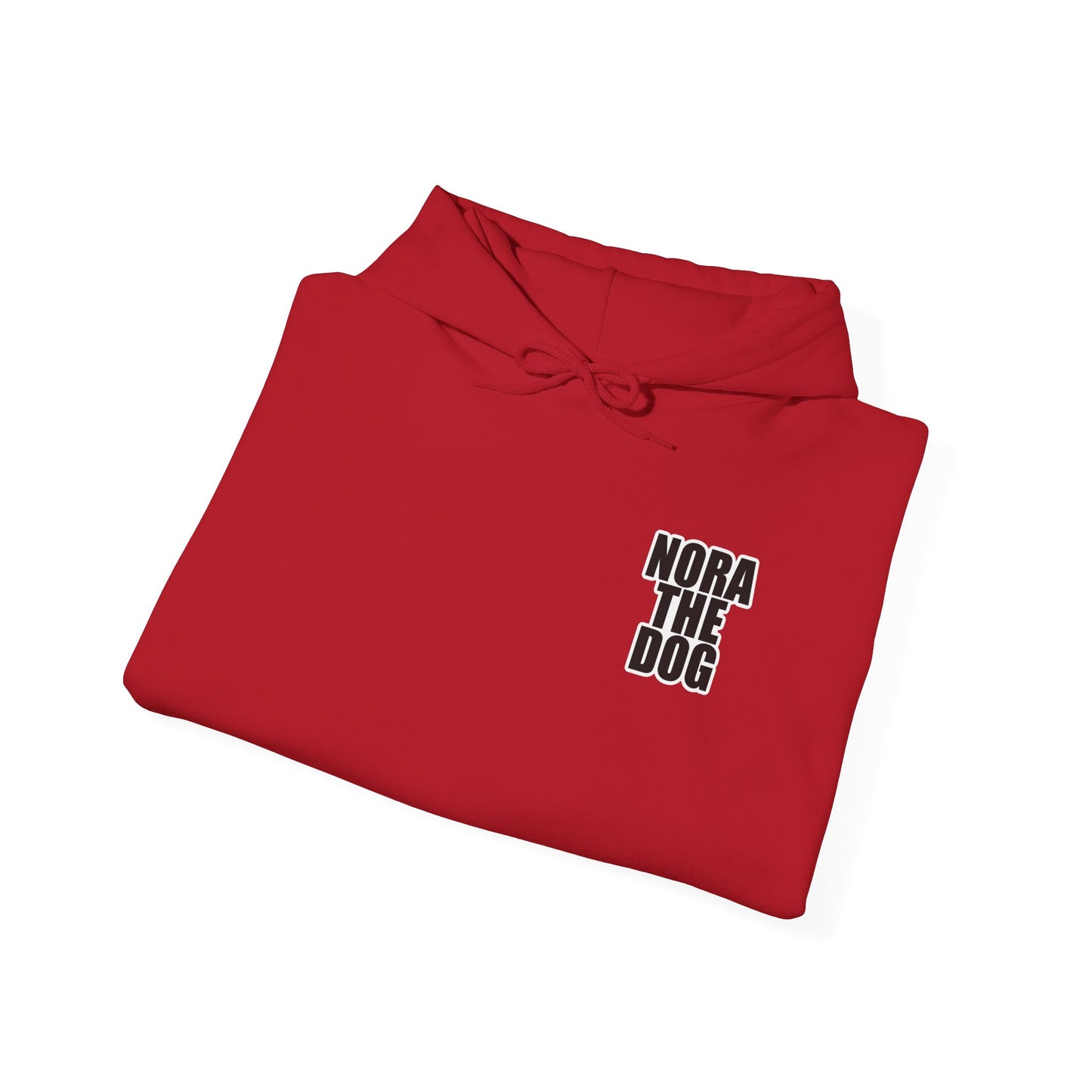 Nora the Dog Heart Hoodie Back Design (Sticker Style Nora) - Nora Hooded Sweatshirt