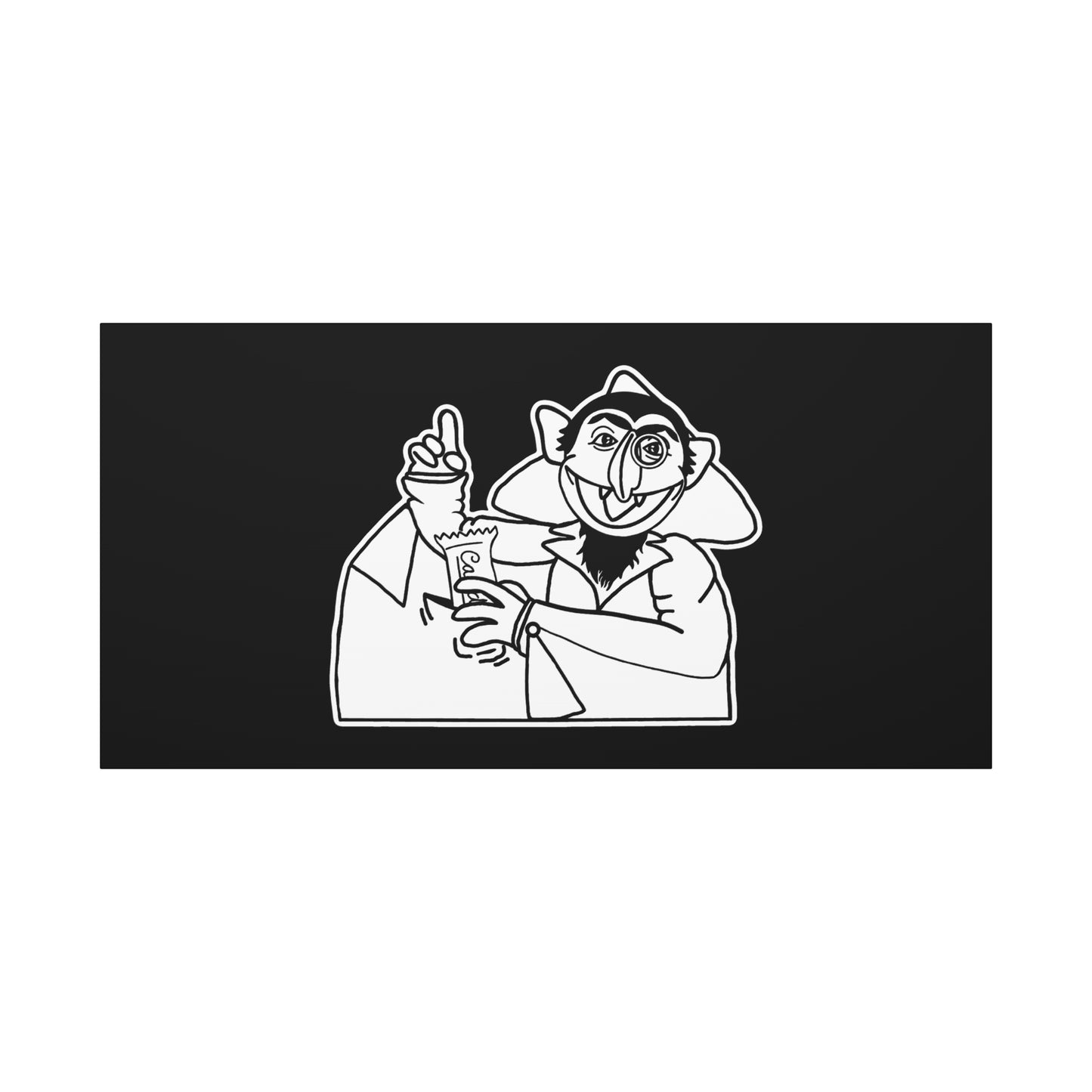 The Count Stealing Candy Outline Canvas Print Black - Sesame Street The Count Parody Canvas Art