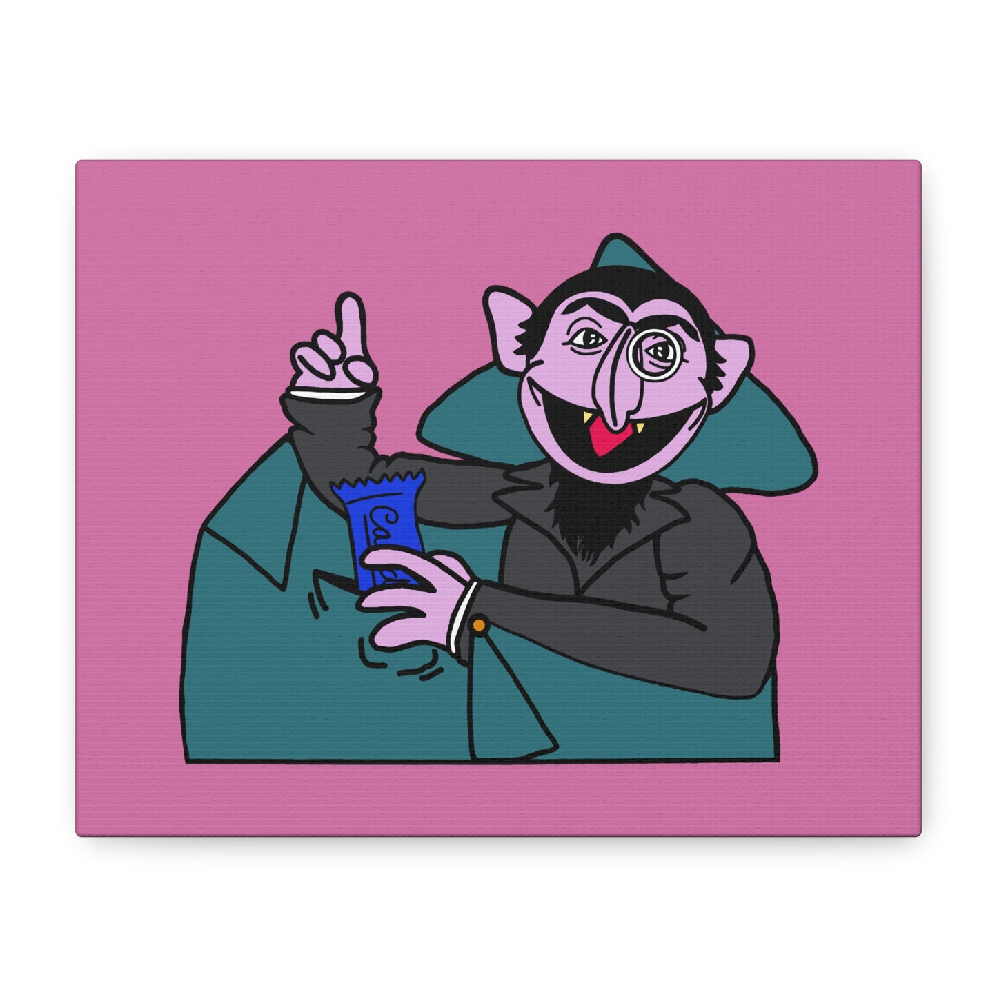 The Count Stealing Candy Canvas Print Light Pink - Sesame Street The Count Parody Art