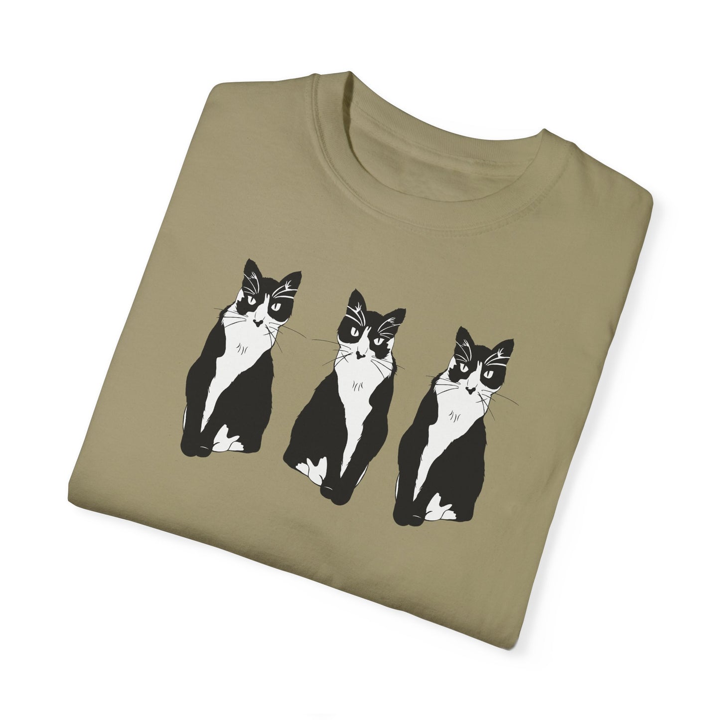 Cat x3 Tee (B&W Style Cat) - Cat Drawing Shirt
