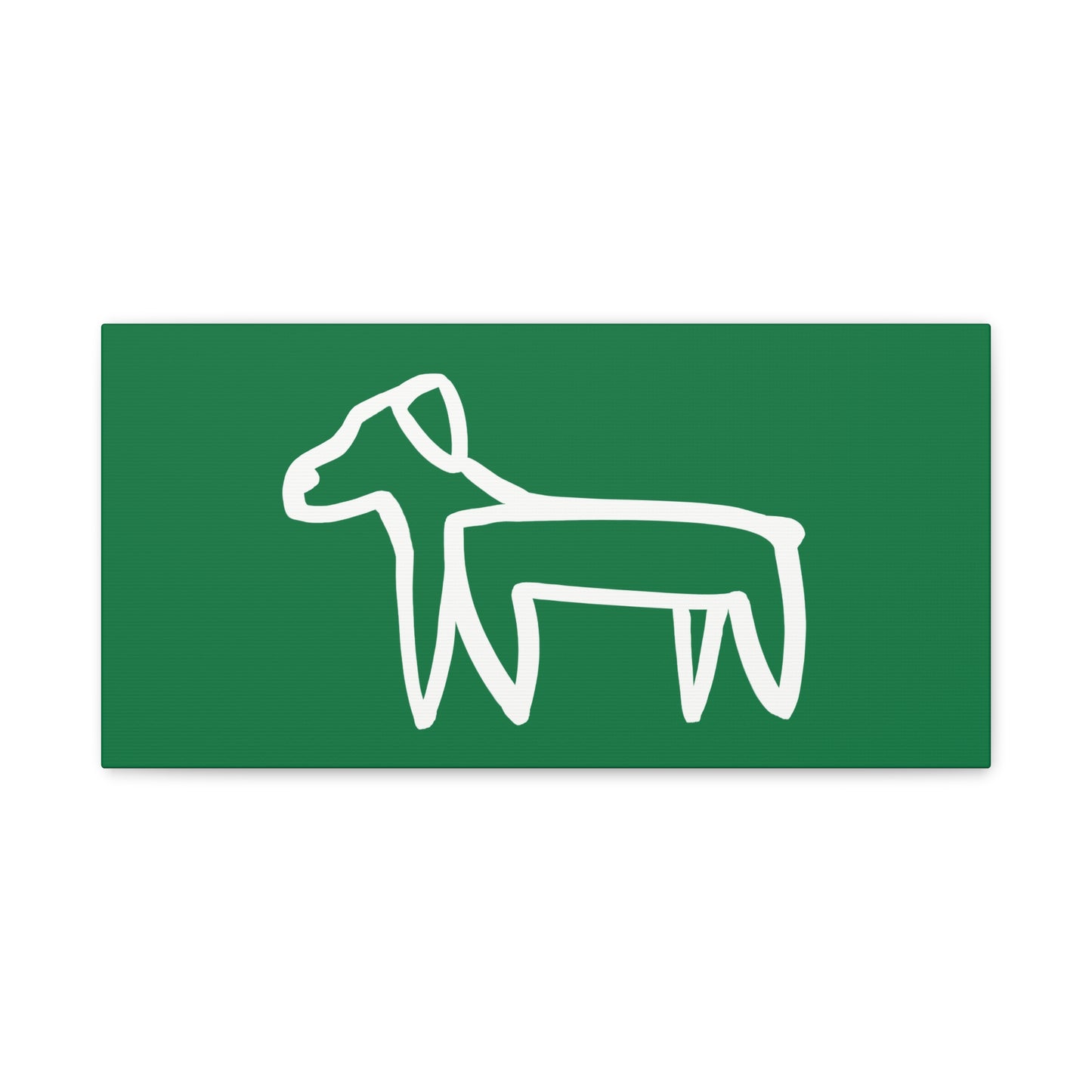 Dog Canvas Print on Green (Transparent Style White Dog) - Dog Art Print