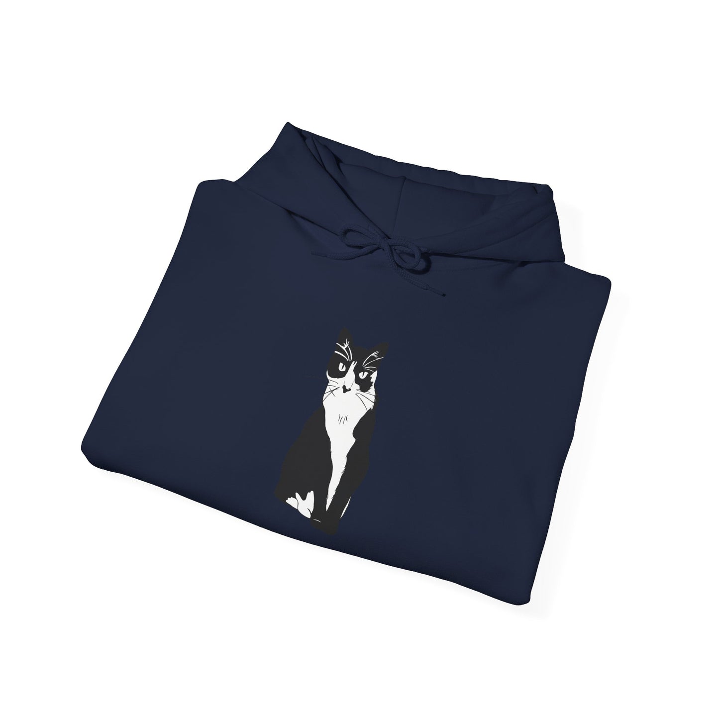 Cat Hoodie (B&W Style Cat) - Cat Hooded Sweatshirt