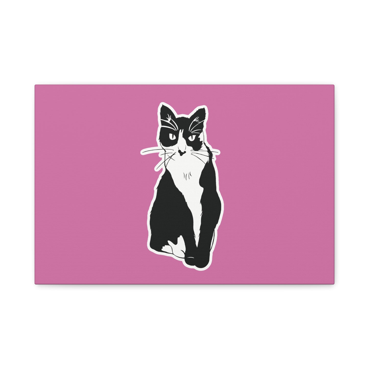 Cat Canvas on Light Pink (Sticker Style Cat) - Cat Drawing Art