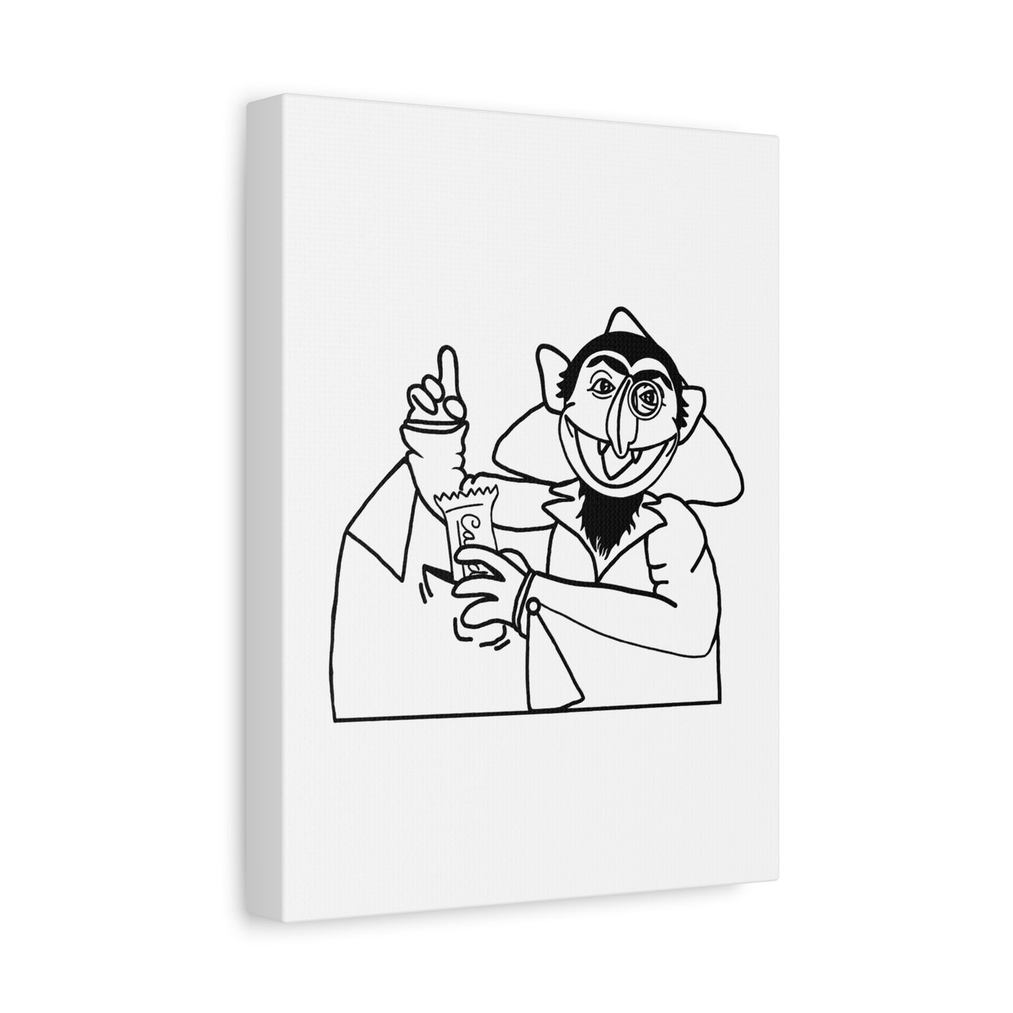 The Count Stealing Candy Outline Canvas Print White - Sesame Street The Count Parody Art