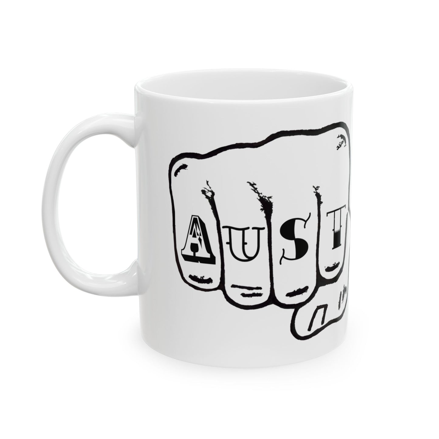 Austin Texas Knuckle Tats Tattooed Fists Mug