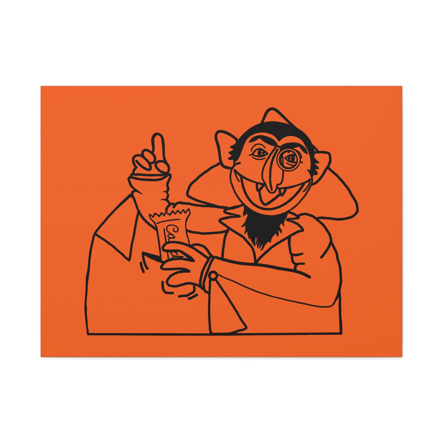 The Count Stealing Candy Outline Canvas Print Orange - Sesame Street The Count Parody Art Print