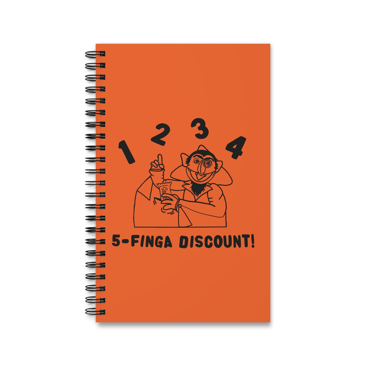 Five Finger Discount Outline Notebook Orange - Sesame Street The Count Parody Spiral Notebook