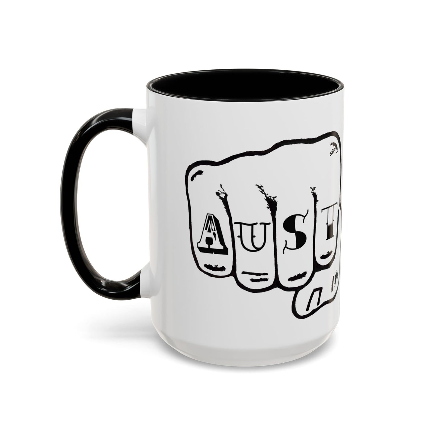 Austin Knuckle Tats Tattooed Fists Accent Mug Giant Fists Edition