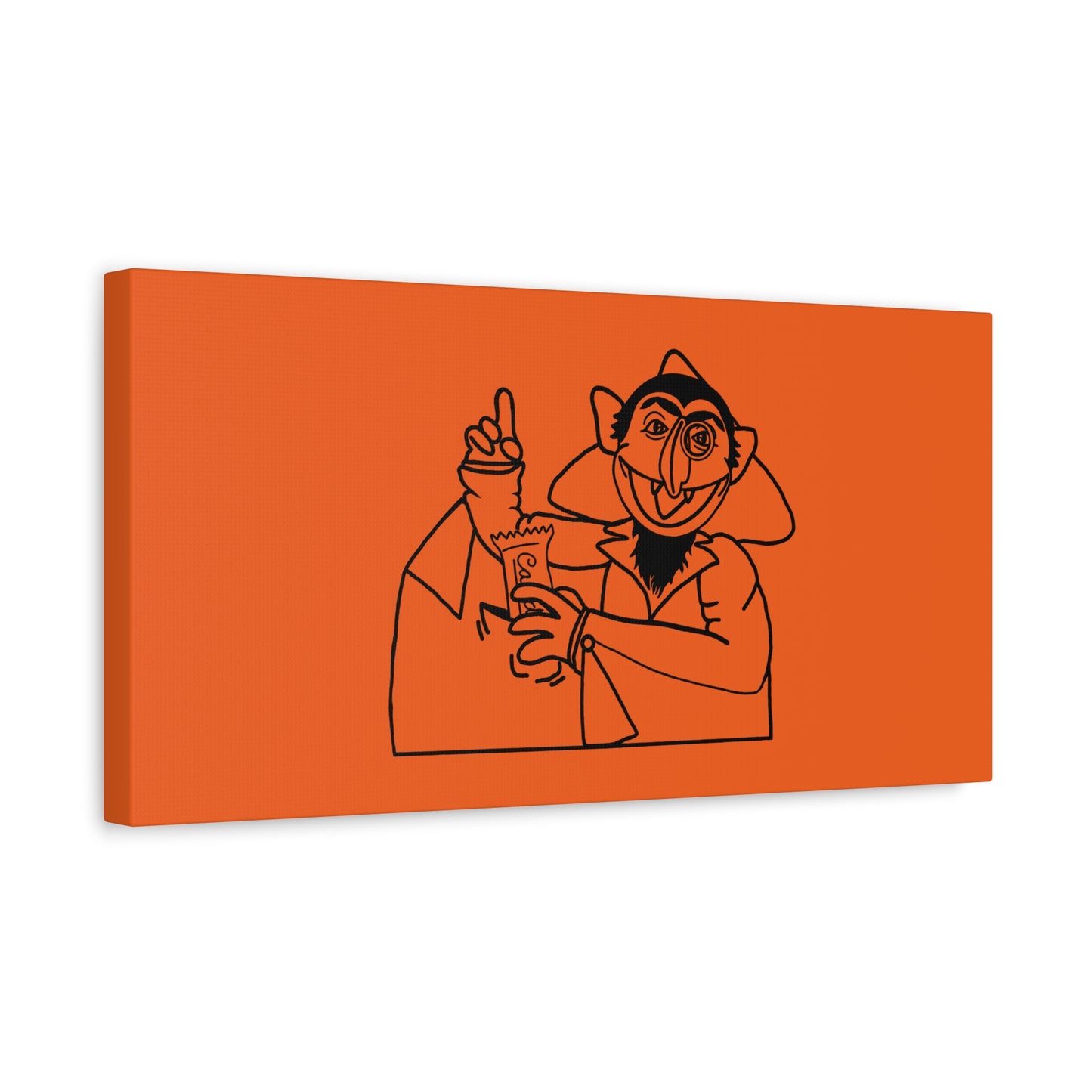 The Count Stealing Candy Outline Canvas Print Orange - Sesame Street The Count Parody Art Print