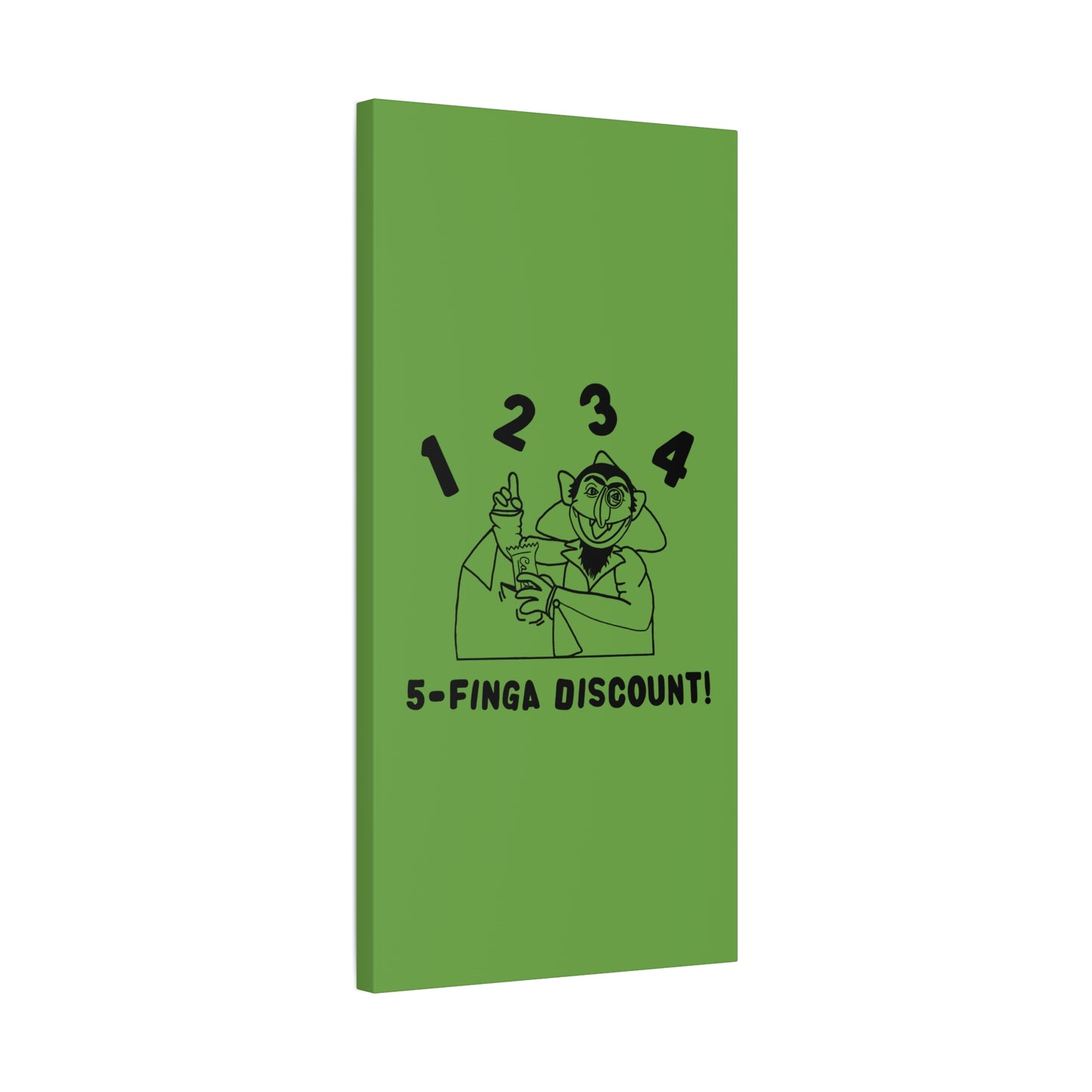 Five Finger Discount Outline Canvas Print Green - Sesame Street The Count Parody Art Print