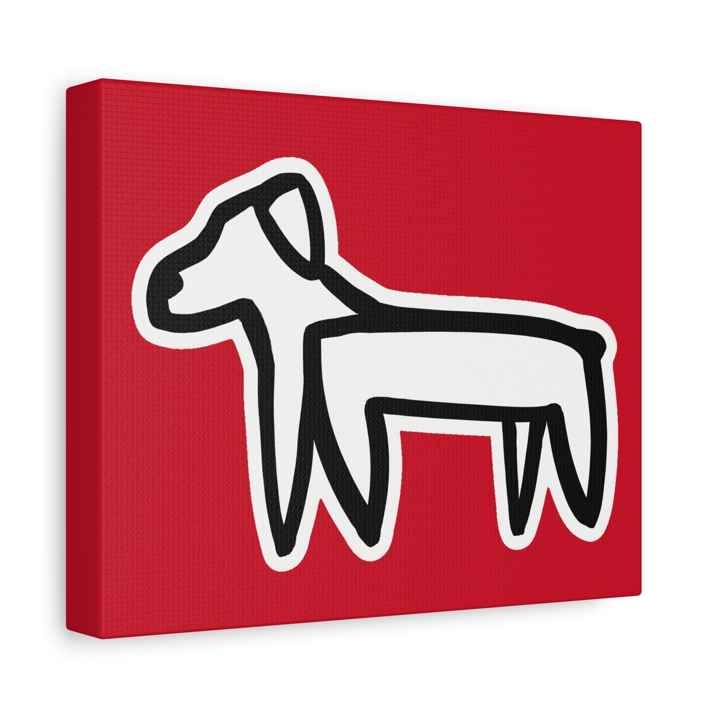 Dog Canvas Print on Red (Sticker Style White Dog) - Dog Art Print