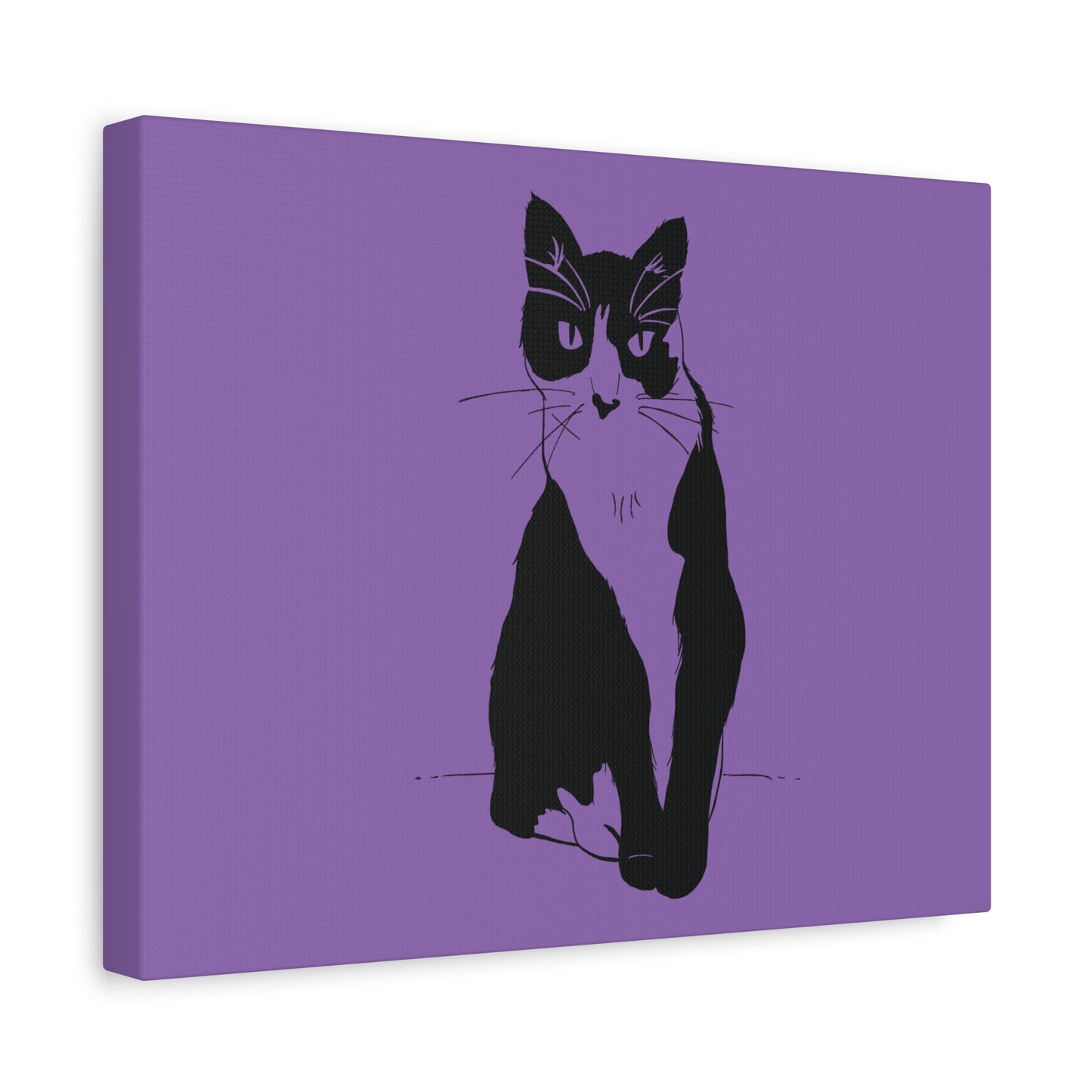 Cat Canvas Print on Purple (Transparent Style Cat) - Cat Drawing Art