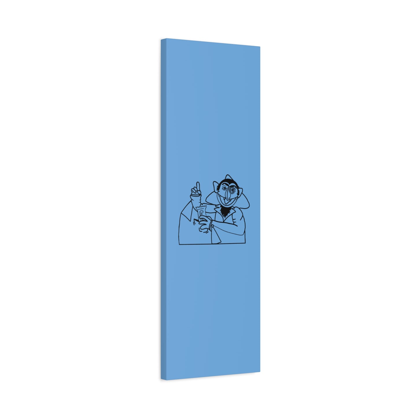 The Count Stealing Candy Outline Canvas Print Light Blue - Sesame Street The Count Parody Art