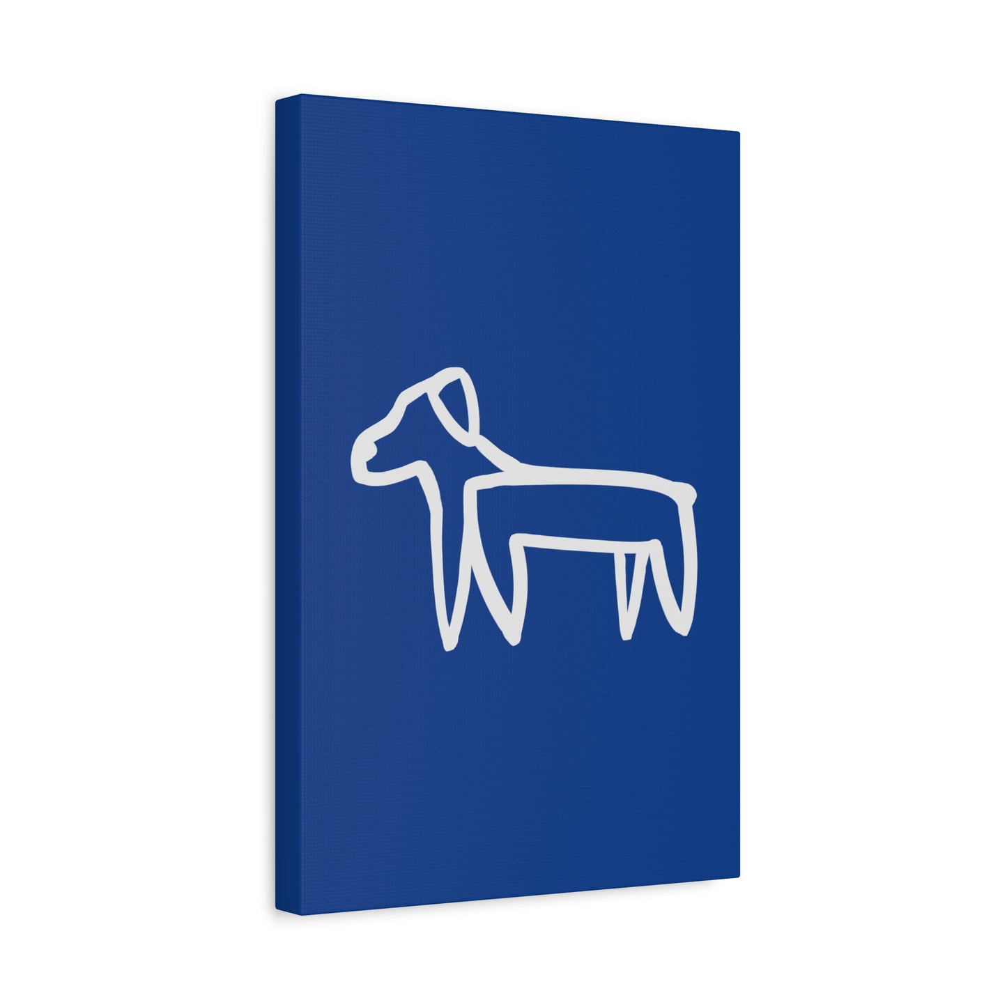 Dog Canvas Print on Blue (Transparent Style White Dog) - Dog Art Print