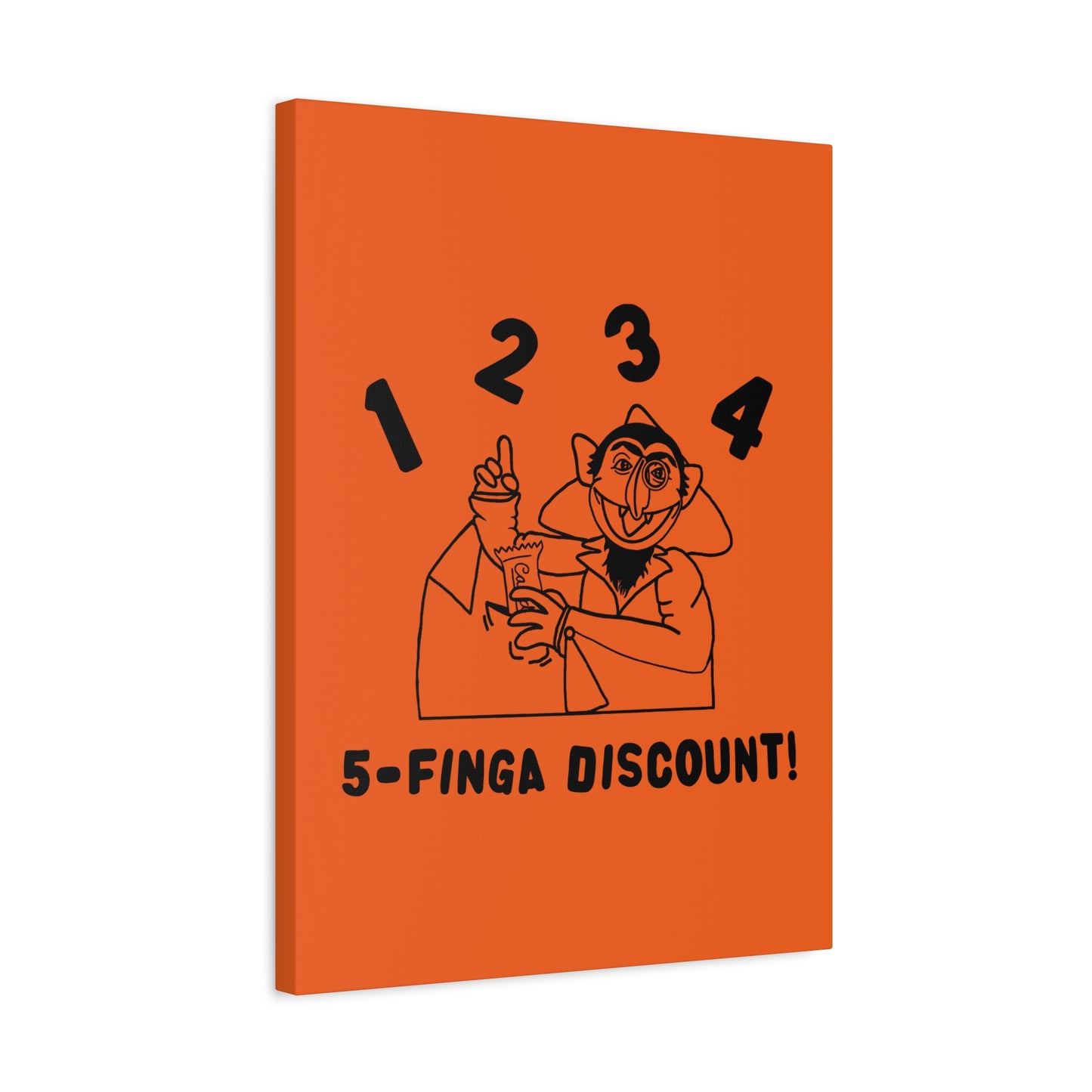 Five Finger Discount Outline Canvas Print Orange - Sesame Street The Count Parody Art Print
