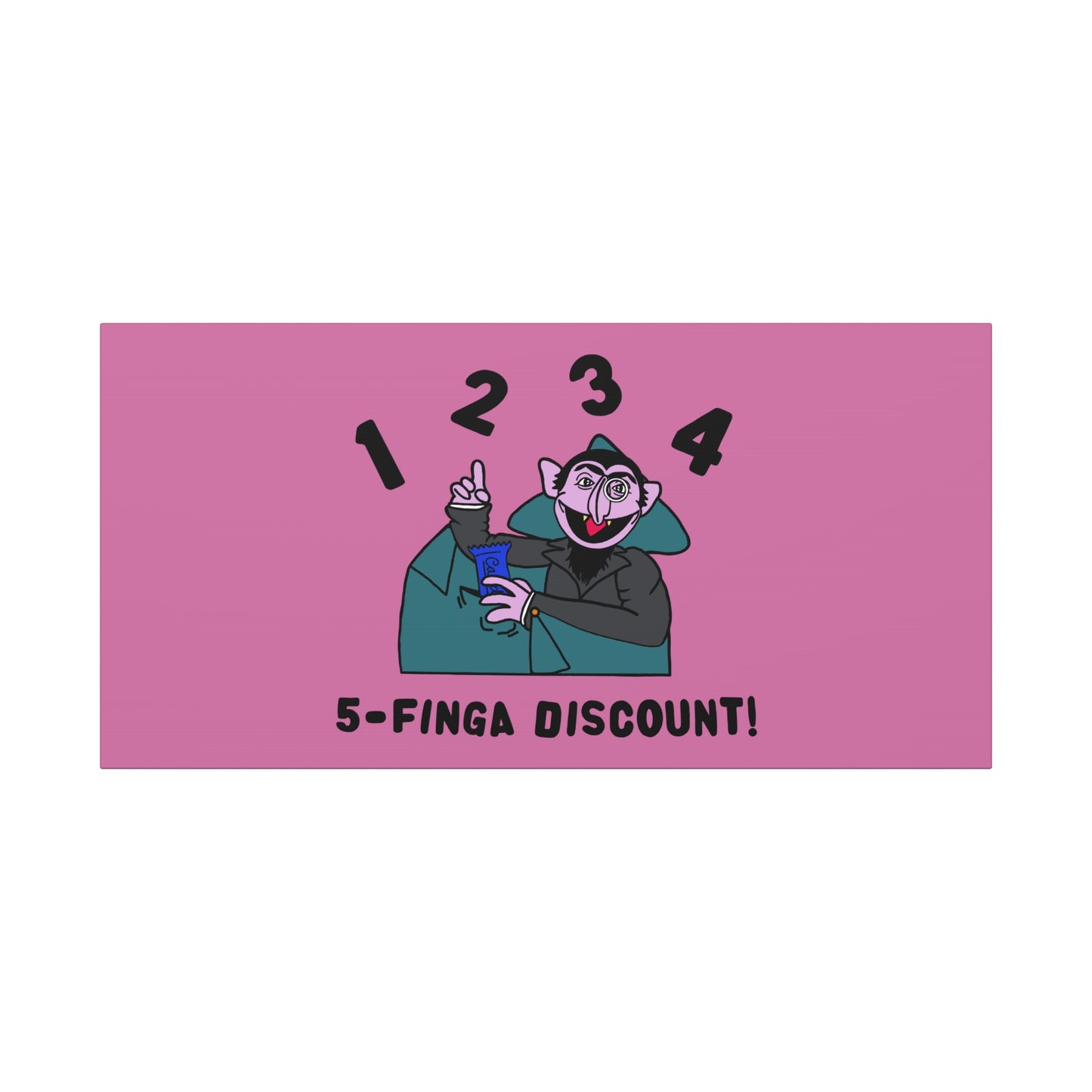 Five Finger Discount Canvas Print Light Pink - Sesame Street The Count Parody Art Print