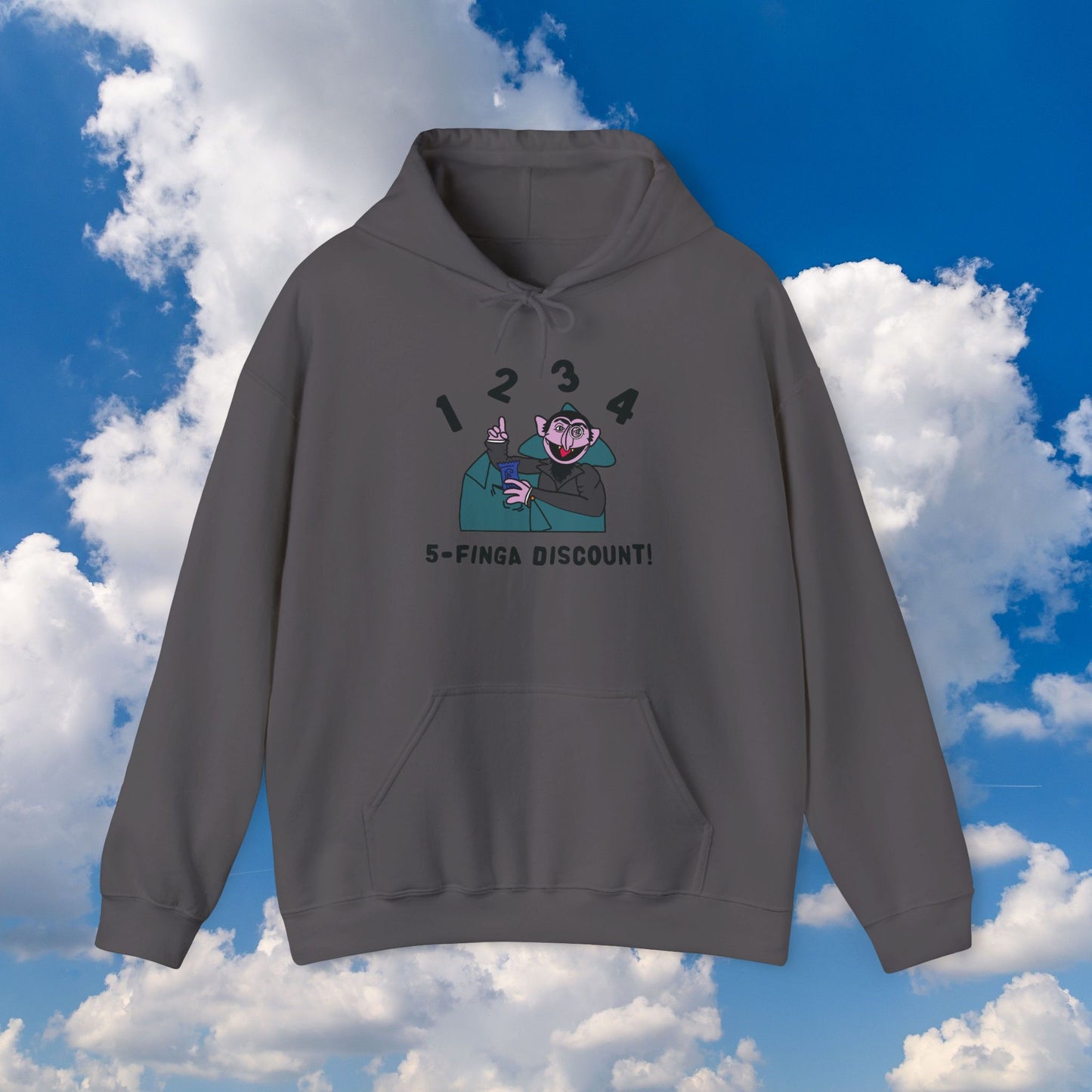Five Finger Discount Hoodie - Sesame Street The Count Parody Hooded Sweatshirt