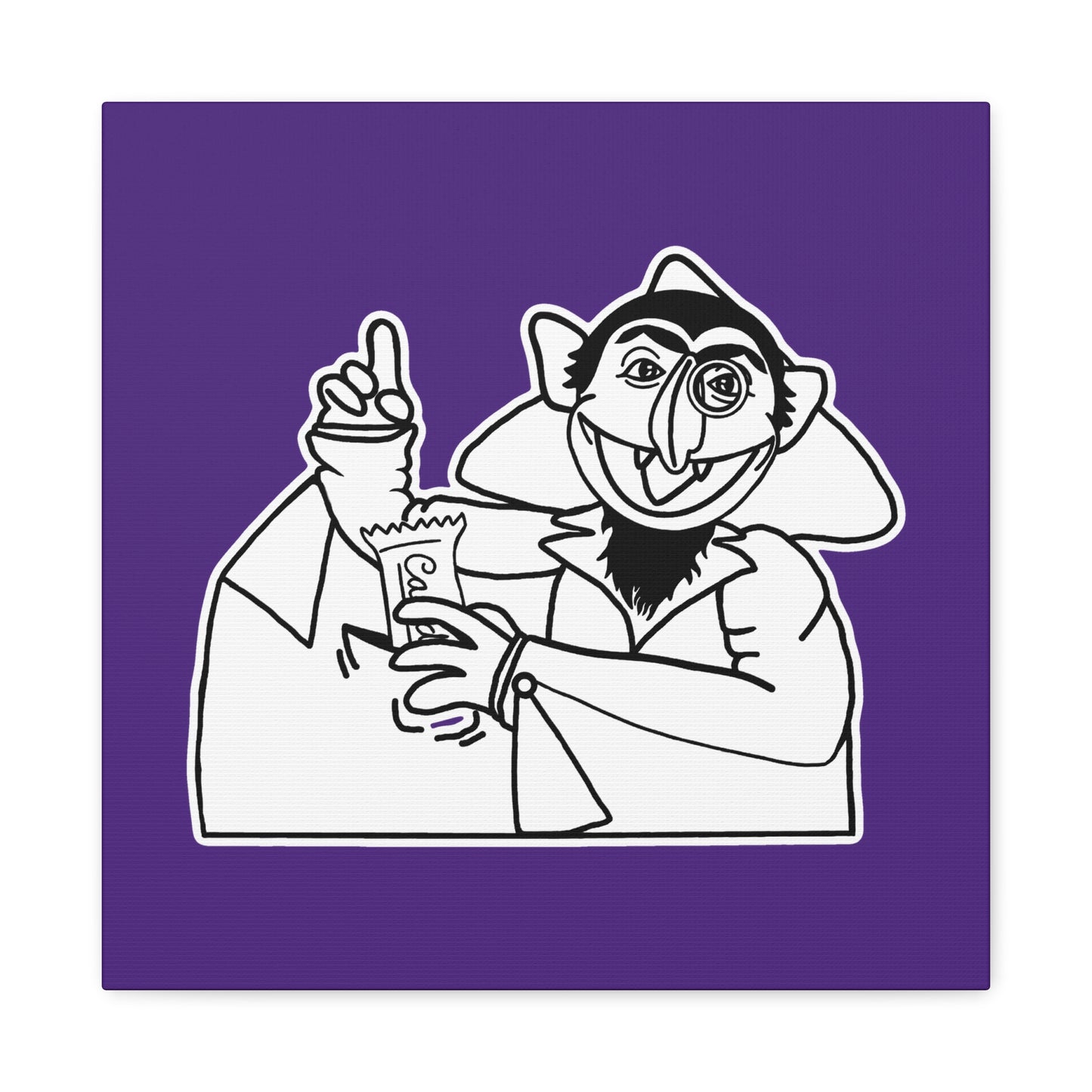 The Count Stealing Candy Outline Canvas Print Purple - Sesame Street The Count Parody Art