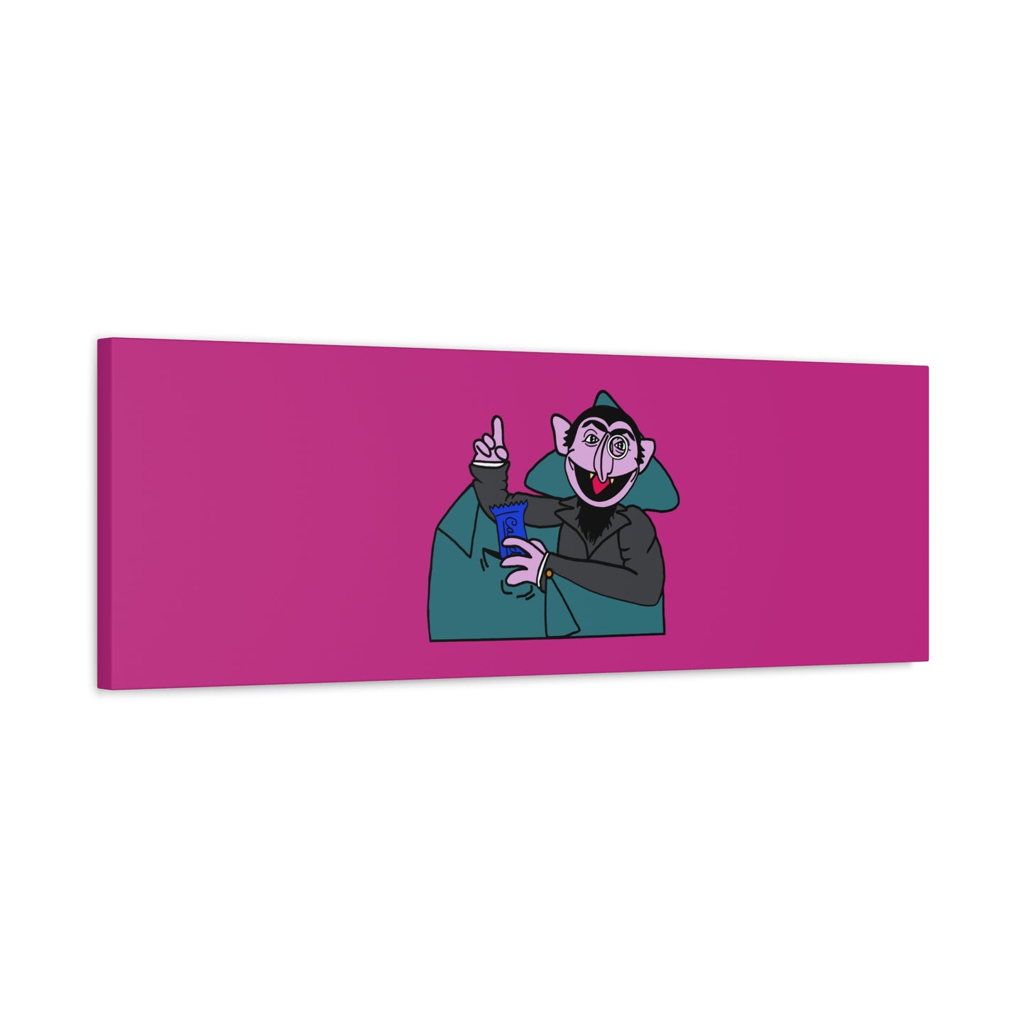 The Count Stealing Candy Canvas Print Pink - Sesame Street The Count Parody Art