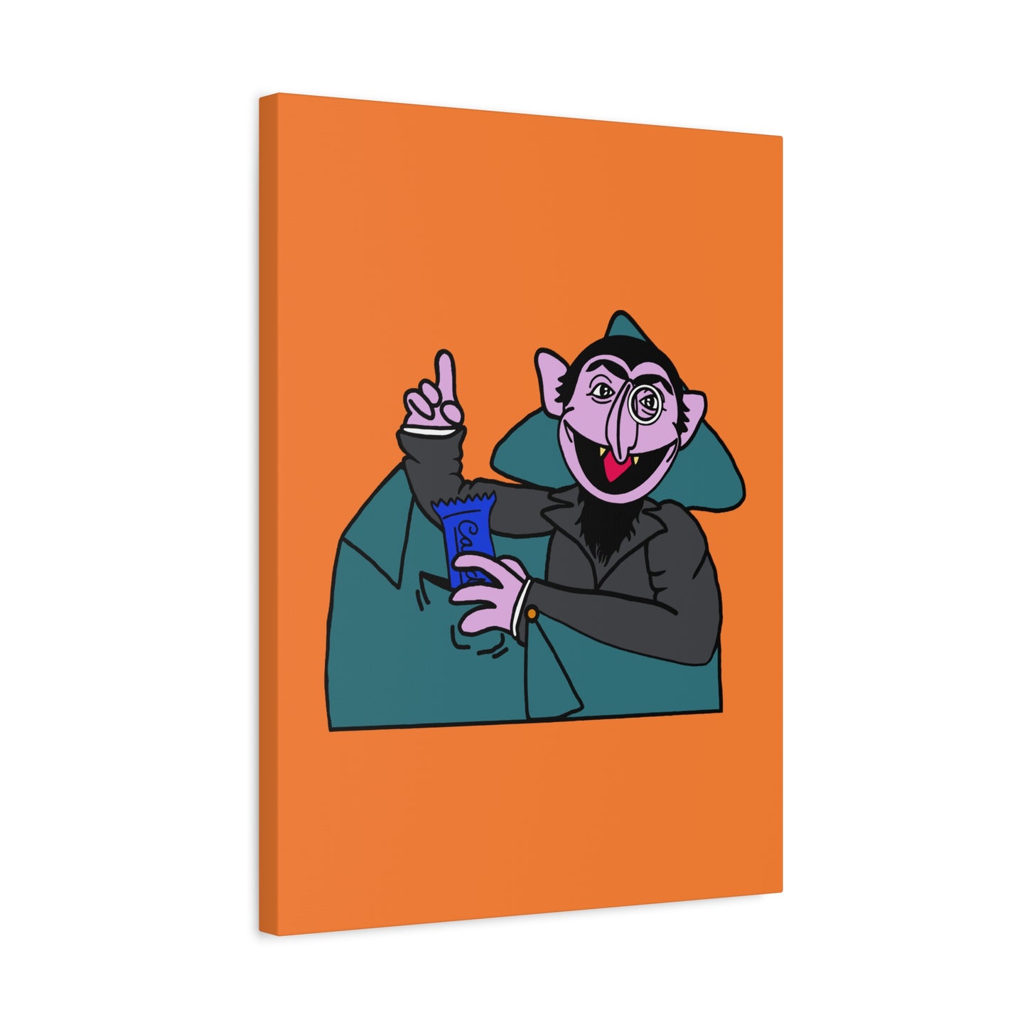 The Count Stealing Candy Canvas Print Orange - Sesame Street The Count Parody Art