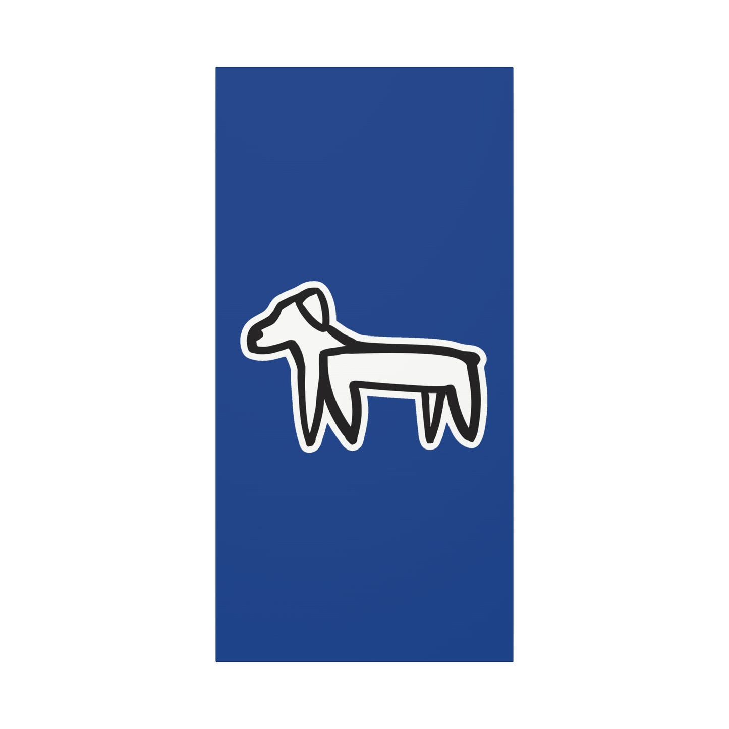 Dog Canvas Print on Blue (Sticker Style White Dog) - Dog Drawing Wall Art
