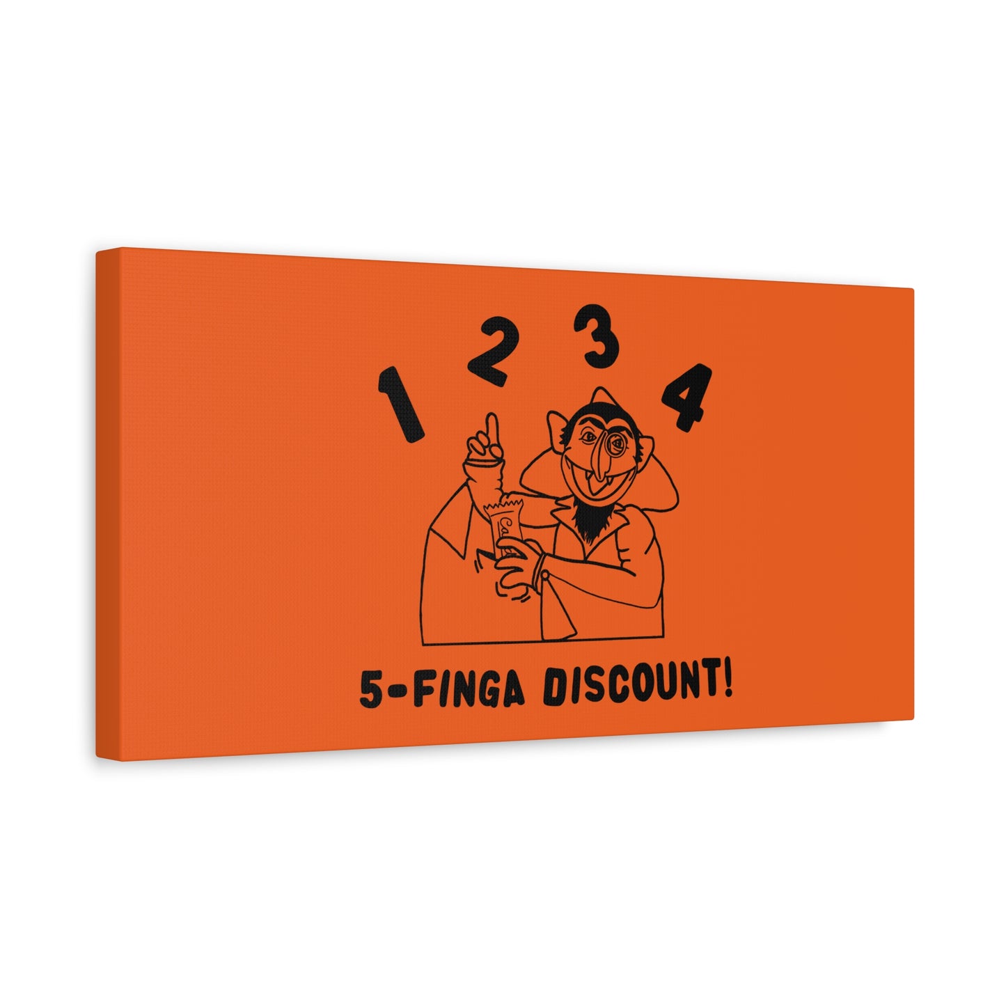 Five Finger Discount Outline Canvas Print Orange - Sesame Street The Count Parody Art Print