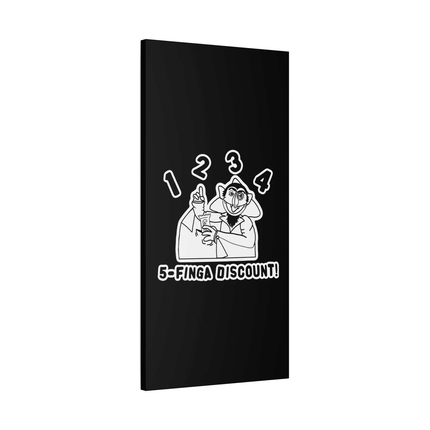 Five Finger Discount Outline Canvas Print Black - Sesame Street The Count Parody Art Print