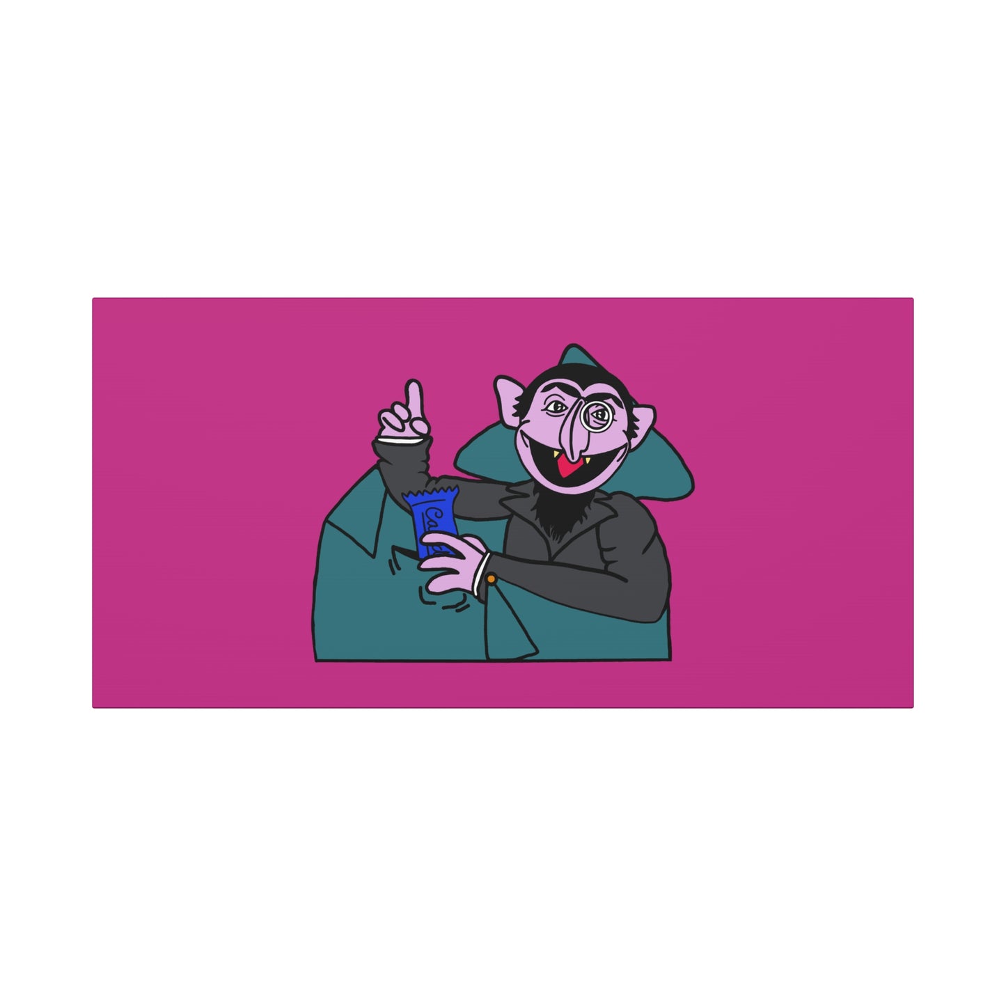 The Count Stealing Candy Canvas Print Pink - Sesame Street The Count Parody Art