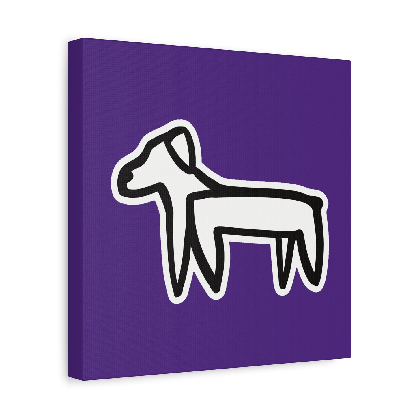 Dog Canvas Print on Purple (Sticker Style White Dog) - Dog Art Print
